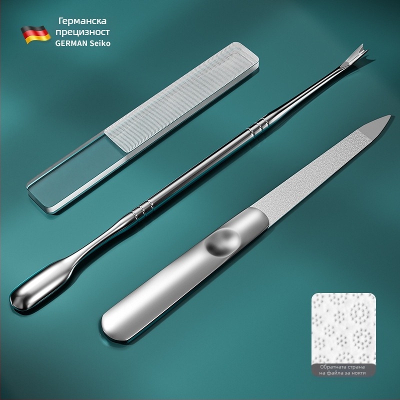 Двоен нокторез от неръждаема стомана за кожички и мъртва кожа — преносим домашен комплект за маникюр