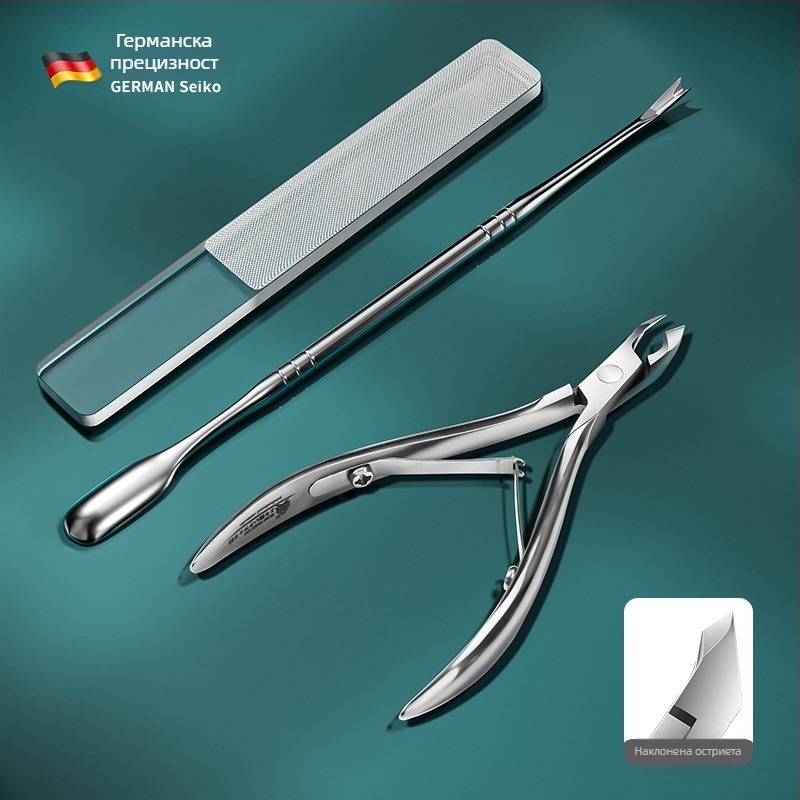 Двоен нокторез от неръждаема стомана за кожички и мъртва кожа — преносим домашен комплект за маникюр