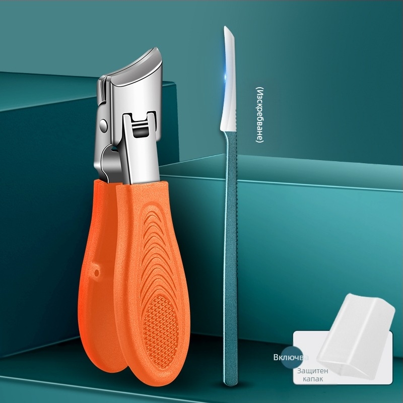 Клещи за нокти на краката с голям отвор, против пръски, наклонени челюсти, пластмаса + неръждаема стомана