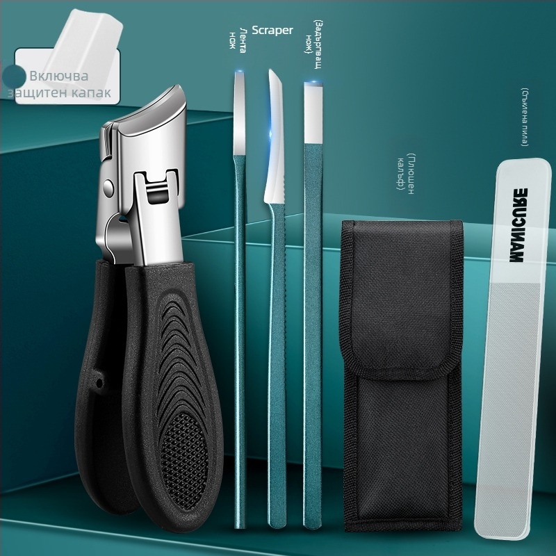 Клещи за нокти на краката с голям отвор, против пръски, наклонени челюсти, пластмаса + неръждаема стомана