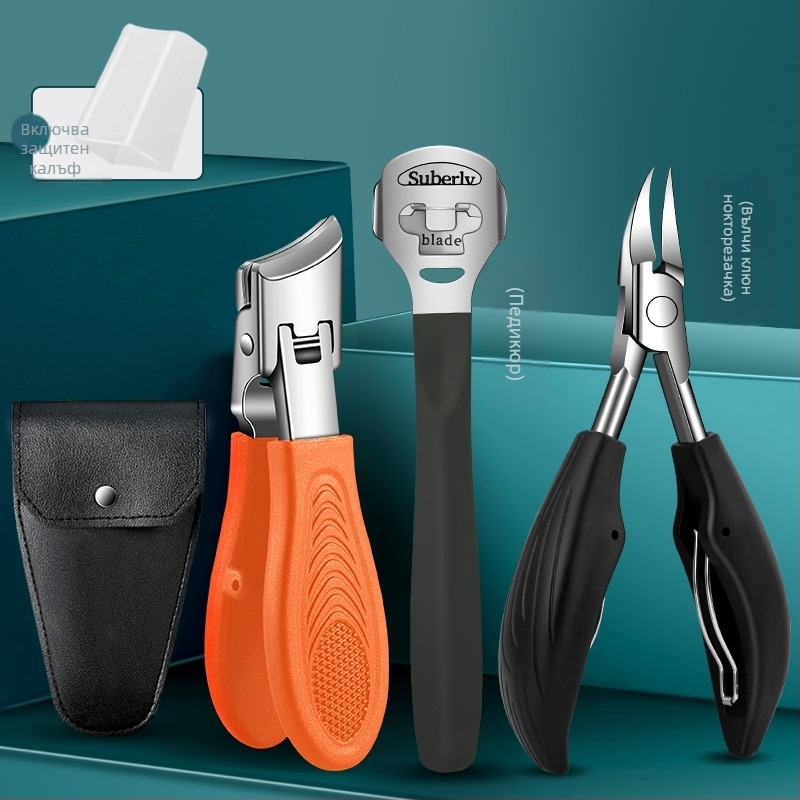 Клещи за нокти на краката с голям отвор, против пръски, наклонени челюсти, пластмаса + неръждаема стомана