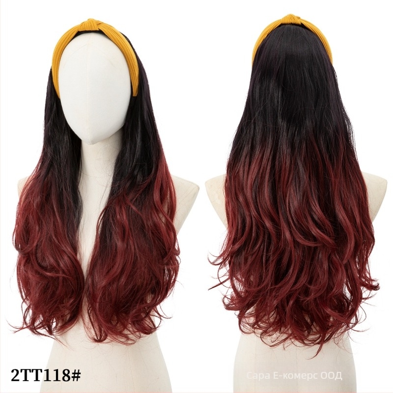 Перука Sela wig HB01: дълга къдрава коса за половин глава, лента за глава, термоустойчива синтетика, екзотичен стил