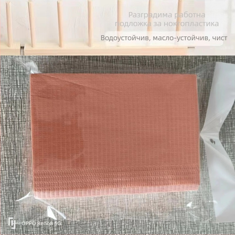 Еднократна настолна подложка за маникюр - хартия, 47 г, правоъгълна, персонализиран модел, печатано лого