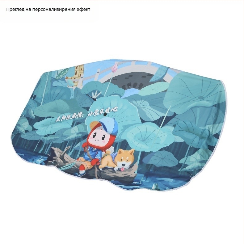 Автомобилна слънцезащитна завеса за предното стъкло - универсално приложение, алуминиева фолио, телескопично монтиране, възможност за лого