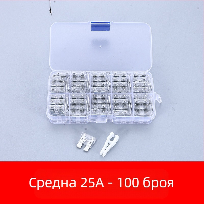 Автомобилни предпазители — асортимент 2A–35A, 100 бр., в кутия
