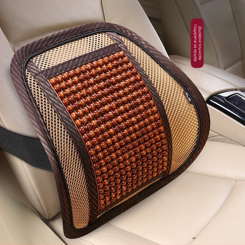Седалкова подложка за автомобил с дървени мъниста и дишащ пълнител, лятна употреба, универсална съвместимост, персонализирана обработка