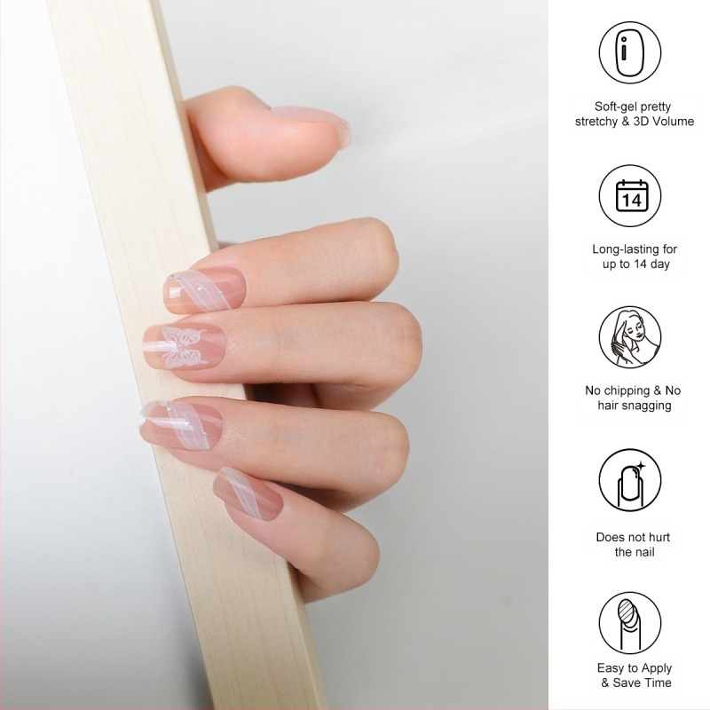 XT Лепенки за нокти с пеперуден мотив – полусъхващи UV гел лепенки, пълно покритие