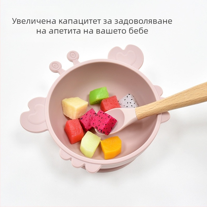 Maiya силиконова бебешка купа с вакуумна основа под формата на краб – хранителен силикон, съд за хранене за бебета над 6 месеца