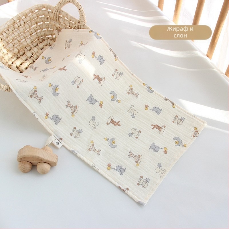 Бебешка хавлия за баня – марля, карикатурен принт, мека и дишаща; за бебета и деца 1-3 години; безопасност: клас А