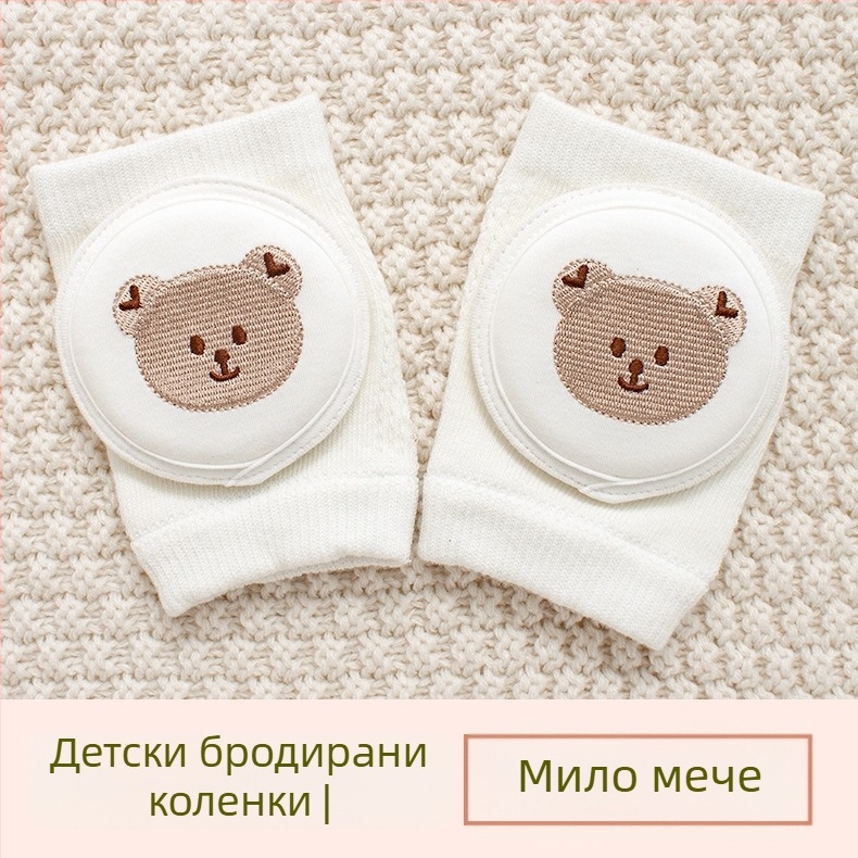 Детски наколенки за защита със дишаща мрежа, бродерия и еластичен памук, за прохождане и игра на открито (1–3 г)