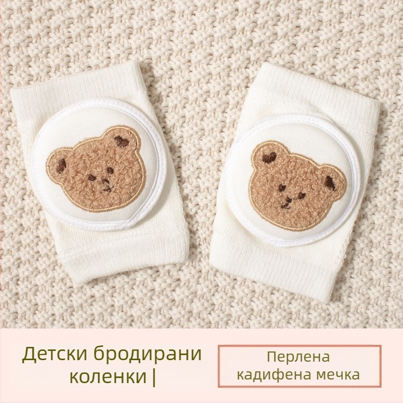 Детски наколенки за защита със дишаща мрежа, бродерия и еластичен памук, за прохождане и игра на открито (1–3 г)