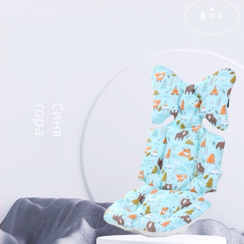 Удебелена памучна подложка за седалка на детска количка, корейски стил, универсална за четири сезона, подходяща за бебета 0–3 години