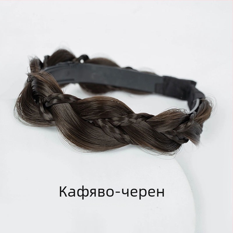 Дамска перука с лента за глава и плитка — Mori стил, луксозна визия, плитка рибена кост, неплъзгаща се зъбчата лента, завъртане, термоустойчива тел, без боядисване и перминг