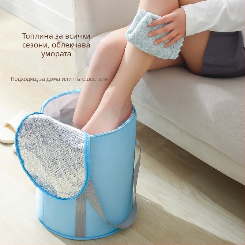 Beisi преносима кофа за вана на крака – сгъваема, повдигнати страни, Twill 210d материал, за потапяне на крака за възрастни