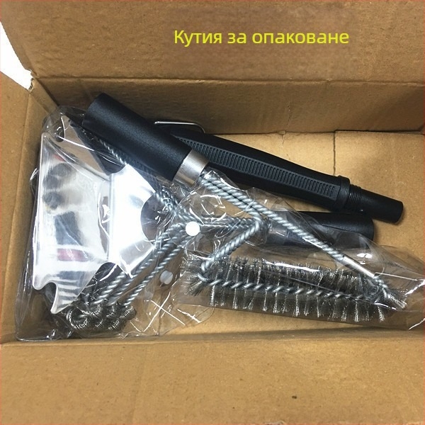 Барбекю четка Jin Hengtai, с 3 сменяеми пружини, четина от 201 неръждаема стомана, PP дръжка