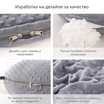 Плетена J-образна възглавница за бременни с опора за талията, пълнеж полиестерни влакна, тегло 1,9 кг, персонализиране