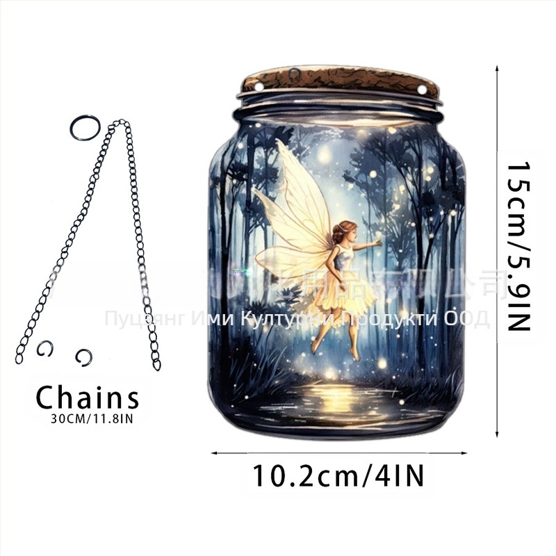 Акрилна висулка с мотив фея-елф за домашен декор; стенна висулка-слънчев ловец; персонализиране с лого; печат на повърхността