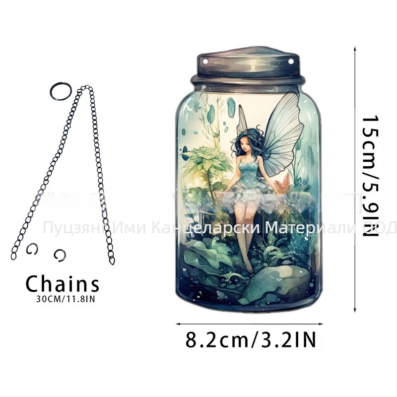 Акрилна висулка с мотив фея-елф за домашен декор; стенна висулка-слънчев ловец; персонализиране с лого; печат на повърхността