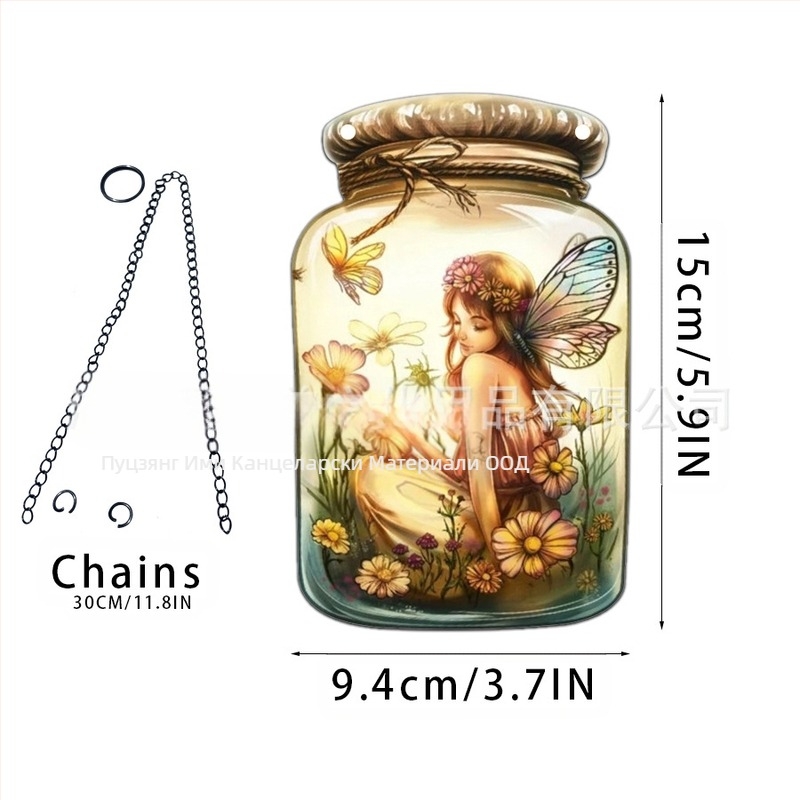 Акрилна висулка с мотив фея-елф за домашен декор; стенна висулка-слънчев ловец; персонализиране с лого; печат на повърхността