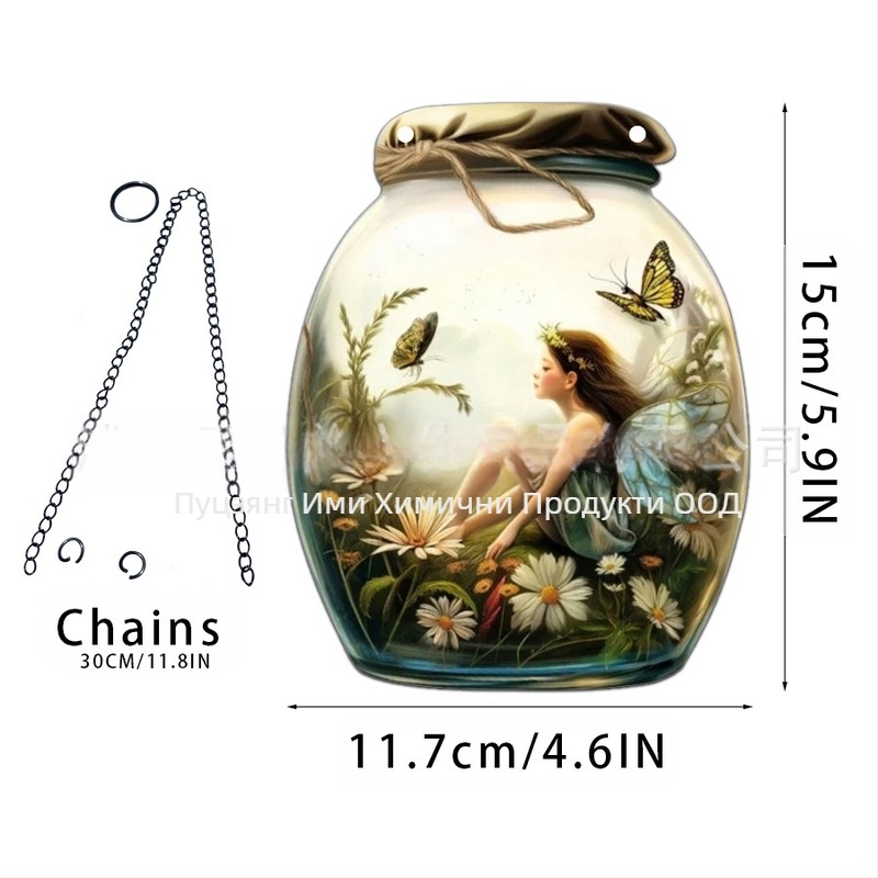 Акрилна висулка с мотив фея-елф за домашен декор; стенна висулка-слънчев ловец; персонализиране с лого; печат на повърхността