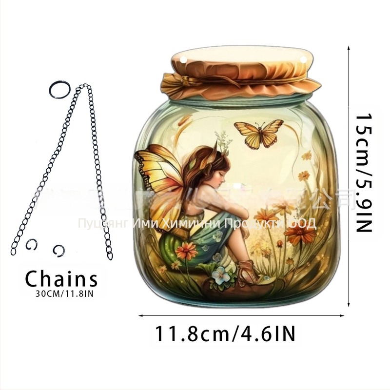 Акрилна висулка с мотив фея-елф за домашен декор; стенна висулка-слънчев ловец; персонализиране с лого; печат на повърхността