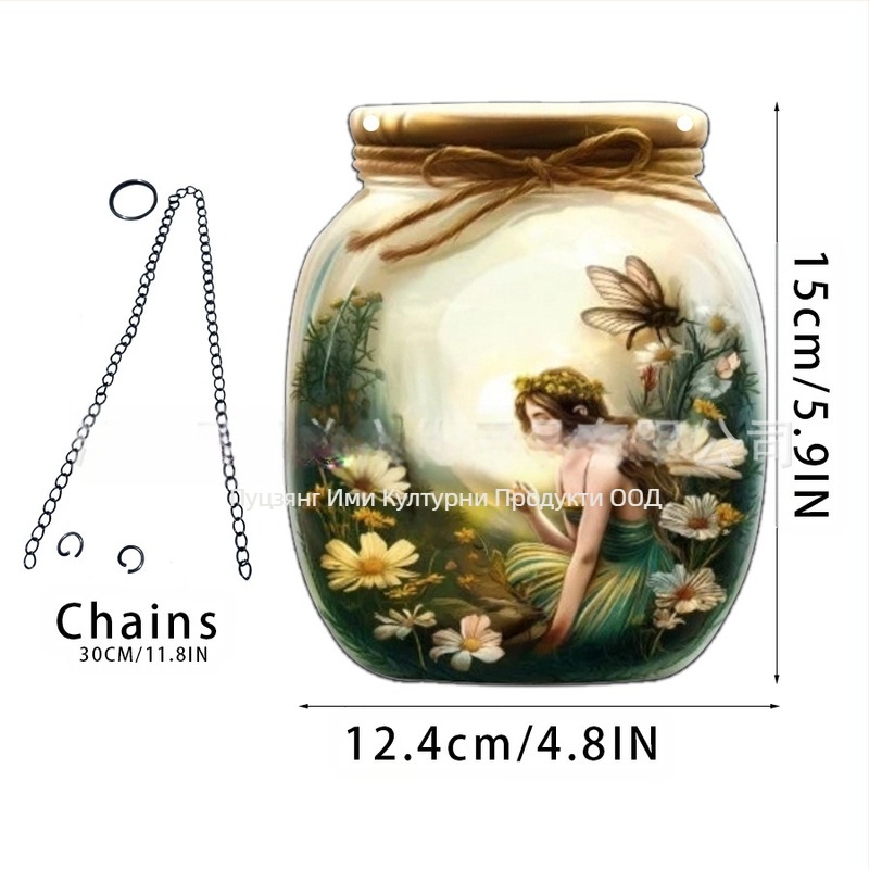 Акрилна висулка с мотив фея-елф за домашен декор; стенна висулка-слънчев ловец; персонализиране с лого; печат на повърхността