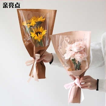 Торба за опаковане на букети цветя от Kraft хартия, водоустойчива, печат с мастило, опаковка: полиетиленова торба