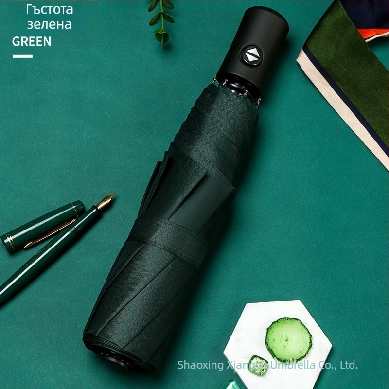 Чадър със 8 ребра, ветроустойчив трипътен дизайн, полуавтоматично отваряне и автоматично прибиране, възможност за печат на лого, плат 210T