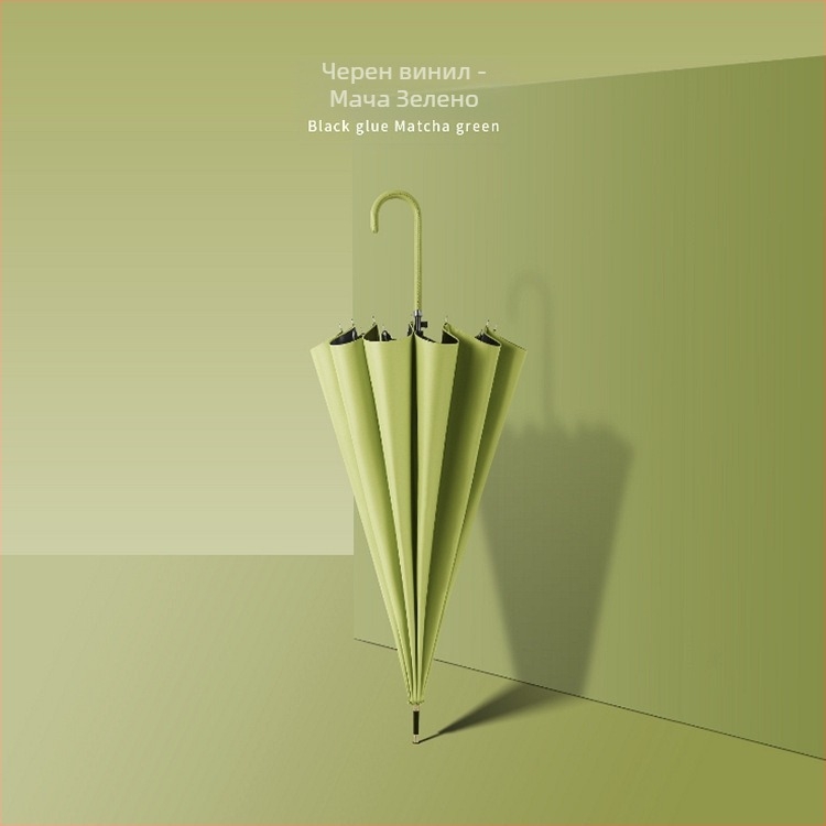 Чадър с дълга дръжка, 16 ребра, ветроустойчив, 210T плат, ръчно отваряне