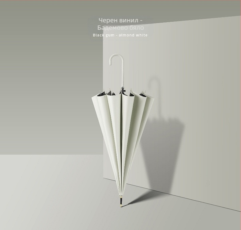 Чадър с дълга дръжка, 16 ребра, ветроустойчив, 210T плат, ръчно отваряне