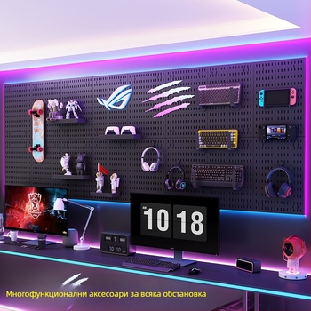 Пластмасова перфорирана дъска за стена с куки – без пробиване, 1 слой, мултифункционално съхранение, комплект 20 бр.