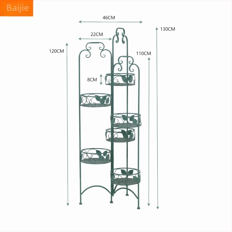 Ковано желязо цветарник на пода, ретро стил, модулен дизайн, до шест нива