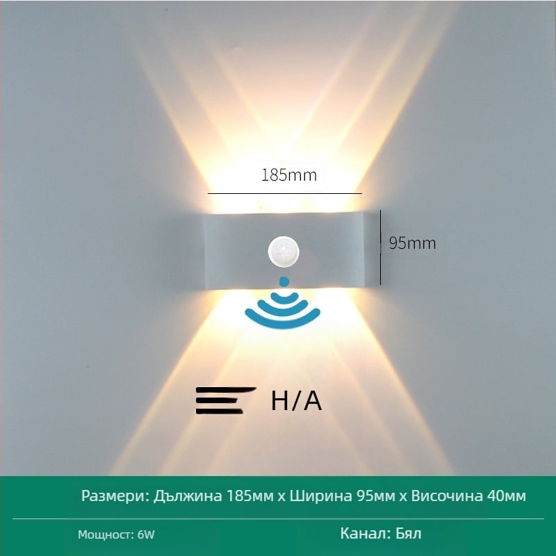 LED външна водоустойчива стенна лампа с двойна глава, насочваща нагоре и надолу, 6 LED светодиоди, алуминиев корпус, IP65, 85–265V, CRI 90