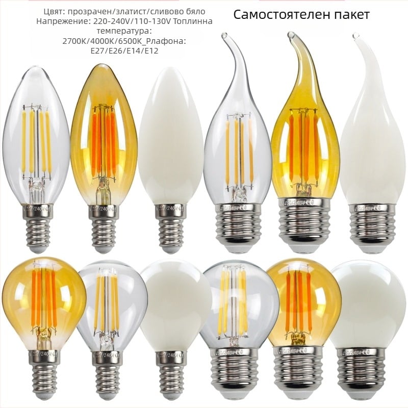 LED лампа Edison стил, модел G45, база E27/E26, 220V, CRI > 90