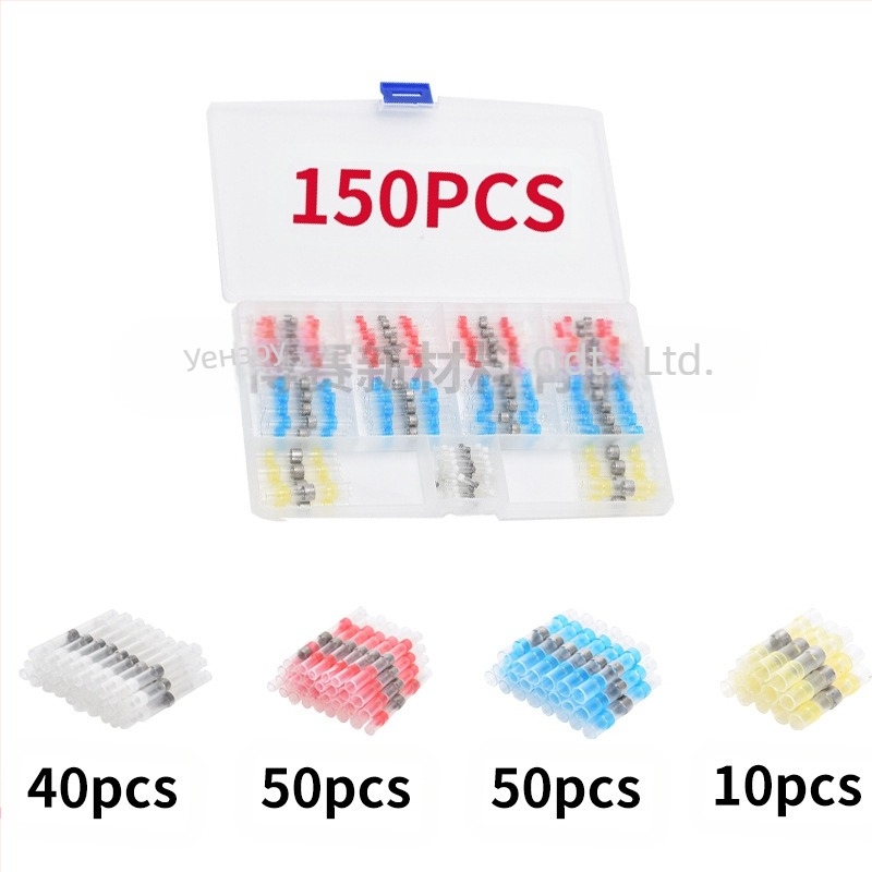 Комплект термозакриващи терминали със запояващи пръстени и тръби, 50 броя; Бранд ZJBOSAI; Изолационен материал PE; Корпус PE; Приложение: електрически монтажи; Номинална мощност: 24