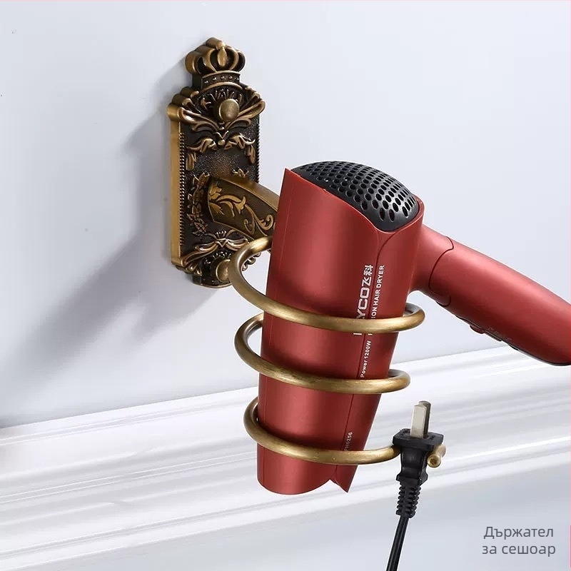 Държач за кърпи в европейски стил, антикварен комплект за баня, Space алуминий, стенен монтаж, старинно изваяни метални фитинги