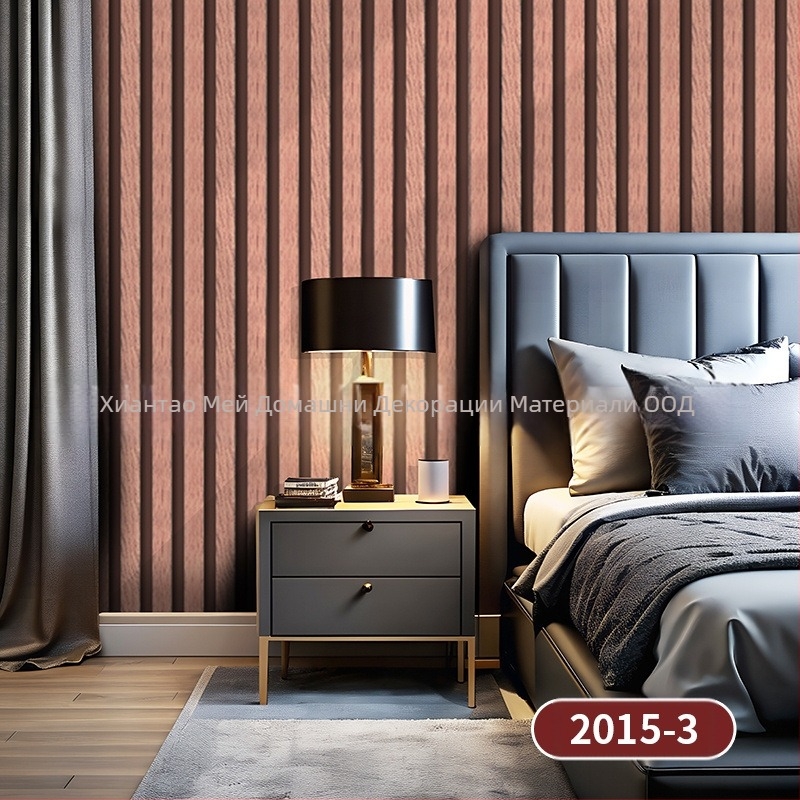 PVC стенна облицовка с дървесен модел, самозалепваща, устойчива на влага, многослойна, стил със специални ефекти, Нов китайски стил, за телевизионен фон