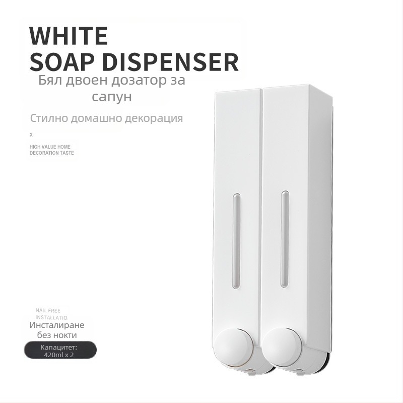 Стенно монтиран дозатор за сапун с ръчно натискане, ABS, инжекционно формован, модерен минималистичен дизайн.