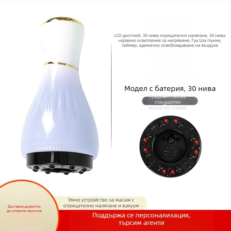 Електрическо устройство за гуаша масаж с купи и моксибуция (USB захранване, управление с бутон, модел MK-A, температурен диапазон 0–48°C, ABS)