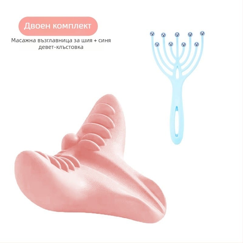 Edripin възглавничка за шийния отдел на гръбначния стълб – PU материал, D-пяна, шийна възглавничка, масаж и разтягане на врата с акупресия, портативна за домашна употреба