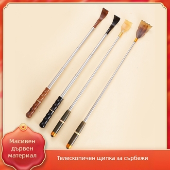 Рогоподобна дървено-бамбукова чесалка за гръб с прибиращ се и преносим дизайн