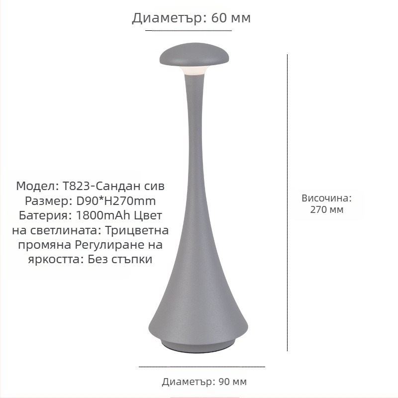 Амбиентна светлина нощна лампа с метална конструкция, модерен стил, модел T823, напрежение ≤36V