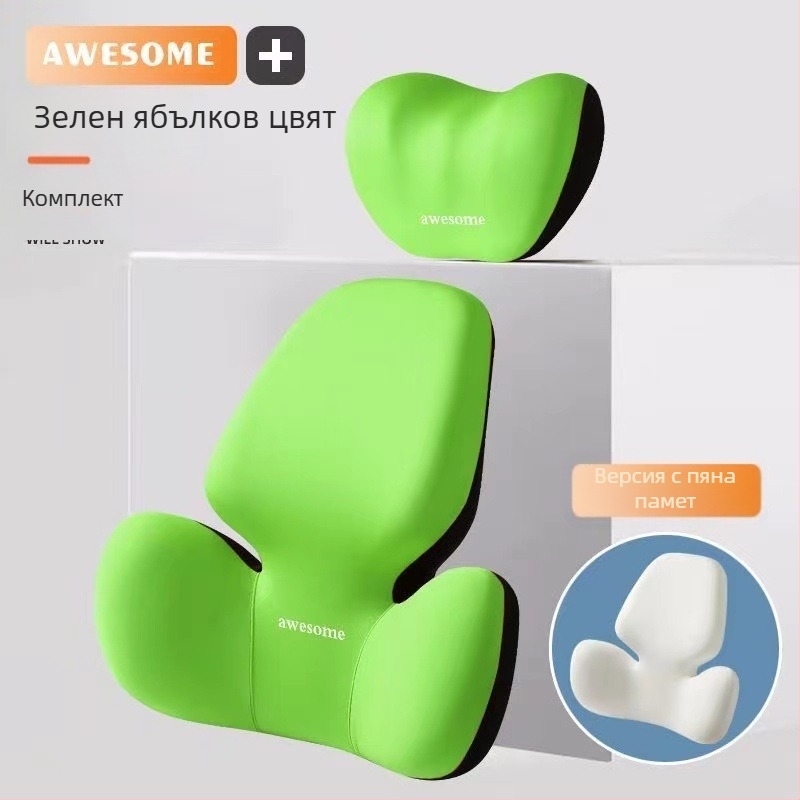 Автомобилен подглавник и опора за талия за шофиране — възглавница за гръб с паметна пяна, синтетична външна обвивка, алфанумеричен модел, всесезонна употреба