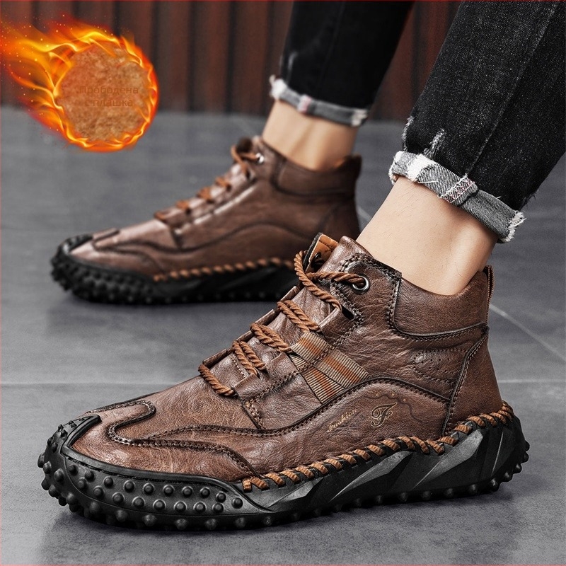 Martin ботуши за мъже, високи зимни за outdoor, микрофибърна горна част, гумена подметка, кръгъл нос