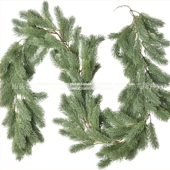 Коледна гирлянда от изкуствени смърчови иглички, пластмаса и желязо — за вътрешна и външна употреба, модерен минималистичен стил, подходяща за Коледа
