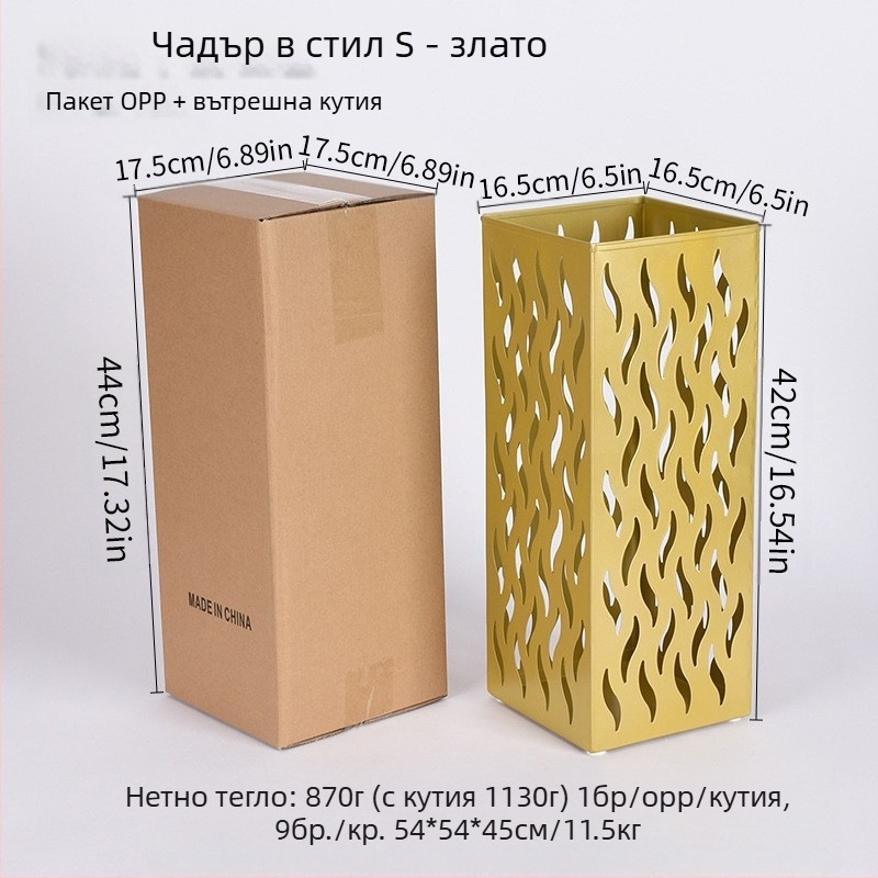 Железен държач за чадъри, прост и модерен стил, пуснат през есента на 2024 г., подходящ за лобито на хотел и домашно съхранение.