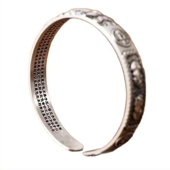 Pixiu гривна от стерлингово сребро за мъже | S999 чистота | открит дизайн | ретро матов стил