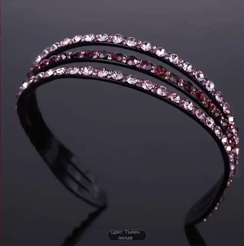 Лента за глава с кристали, широк дизайн за лице — дамска лента за глава, стил принцеса, пролет 2025