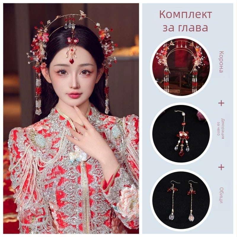 Лента за глава с цвете – ръчно изработено стъкло/глазура, универсален стил, за жени