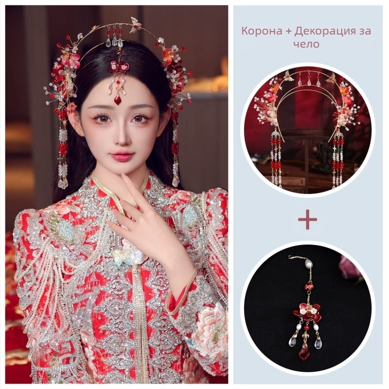 Лента за глава с цвете – ръчно изработено стъкло/глазура, универсален стил, за жени